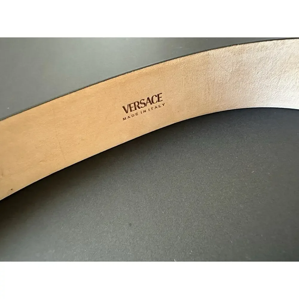 Versace Men’s Medusa-Buckle White Leather Belt 115 (46) Italy 1003873 New $575